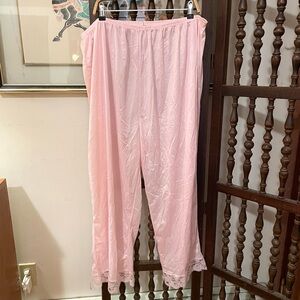 Vintage 90s Pink White Lace Trim Pajama Pants Plus Size 4X